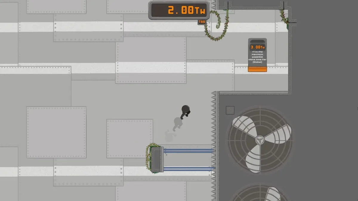 Official IGTAP screenshot crop of vertical platforms and hanging vines near a large industrial fan